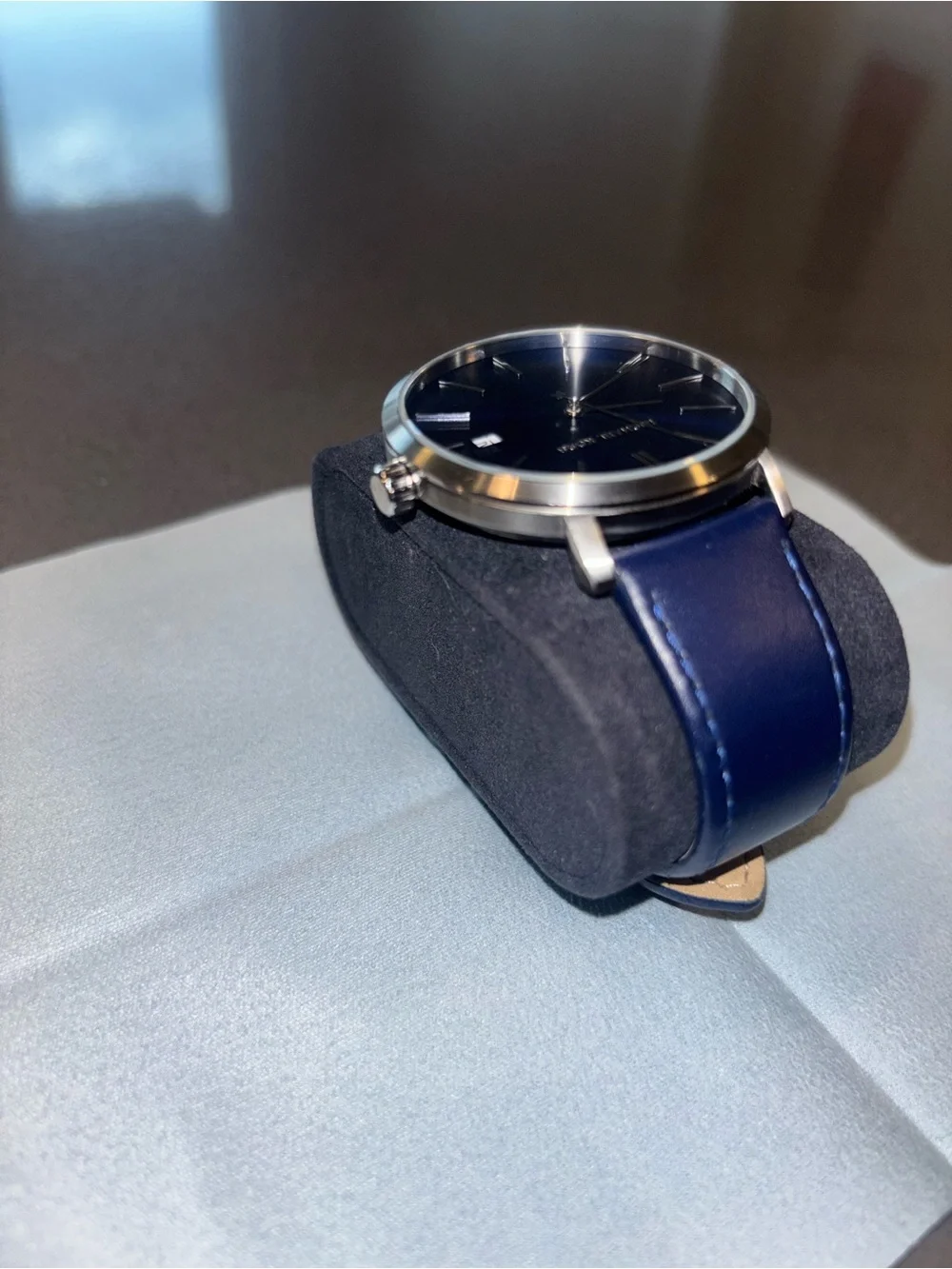 Michael Kors Blue watch - Leather Strap with Silver Case